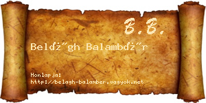 Belágh Balambér névjegykártya